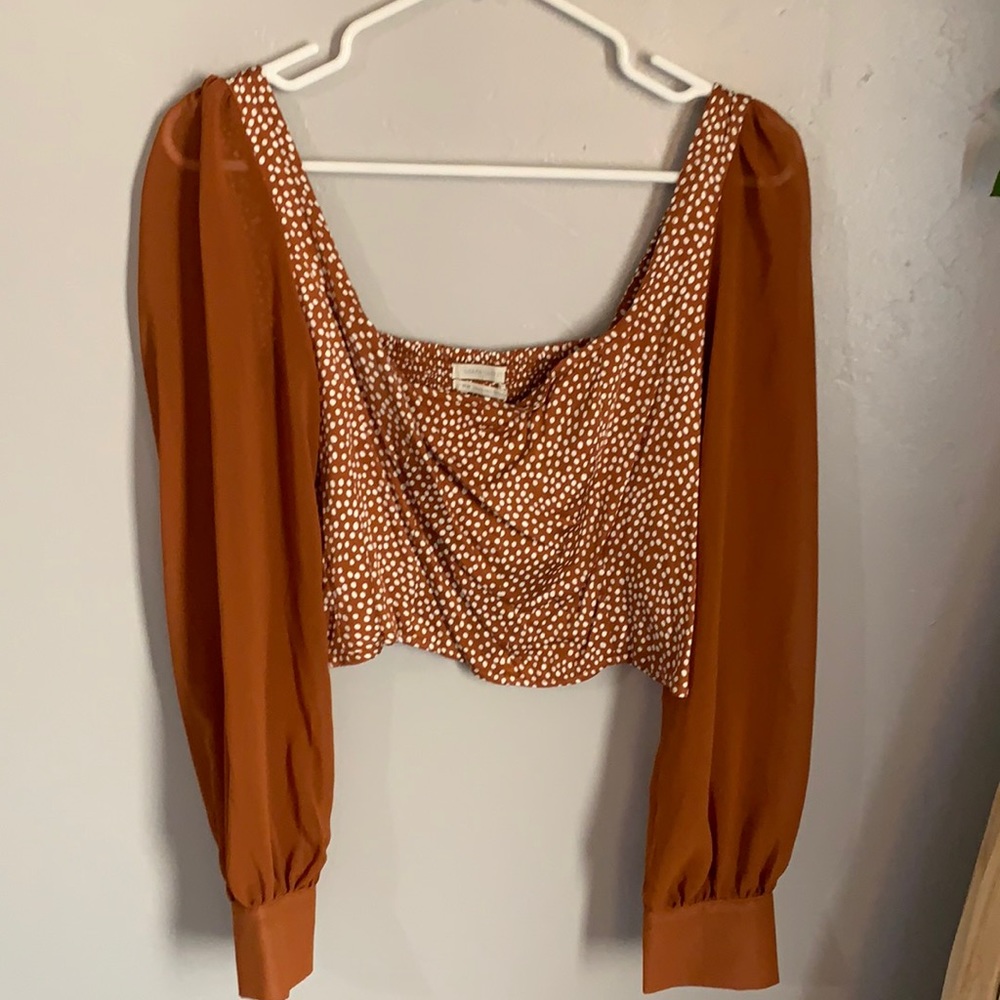 Cropped Fitted Blouse with Flared Sleeves